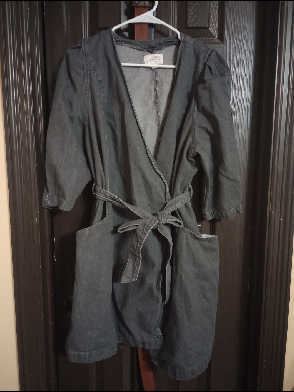 Universal Thread Dark Gray Denim Wrap Trench Coat